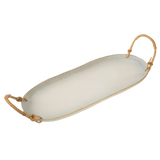 Ceramic Platter with Rattan Handles