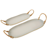Ceramic Platter with Rattan Handles