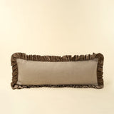Velvet Ruffle Linen Pillow | Chocolate