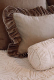 Velvet Ruffle Linen Pillow | Chocolate