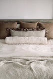 Velvet Ruffle Linen Pillow | Chocolate