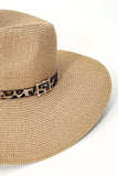 Straw Leopard Strap Floppy Sun Hat