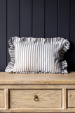 Ruffle Lumbar Pillow | Olive Green Stripes