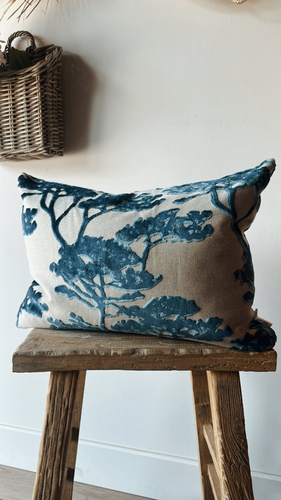Tanzania Tree Velvet Pillow | Indigo