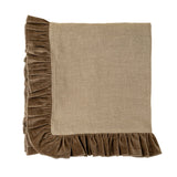 Velvet Ruffle Linen Throw | Chocolate