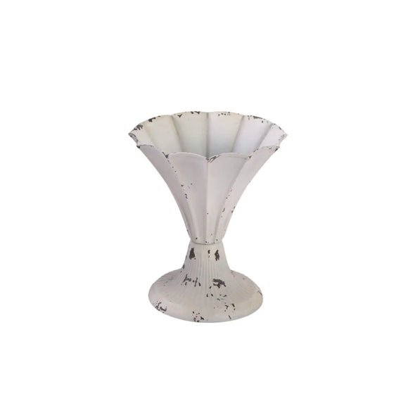 Metal Fluted Antique Vase | Small