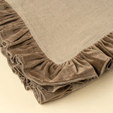 Velvet Ruffle Linen Throw | Chocolate