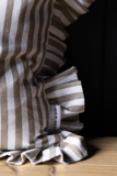 Ruffle Lumbar Pillow | Olive Green Stripes