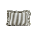 Ruffle Lumbar Pillow | Olive Green Stripes