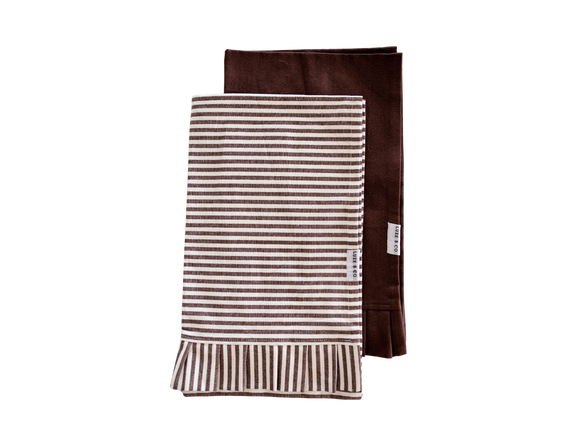 Brown & White Stripes Ruffle Kitchen Dish Towel