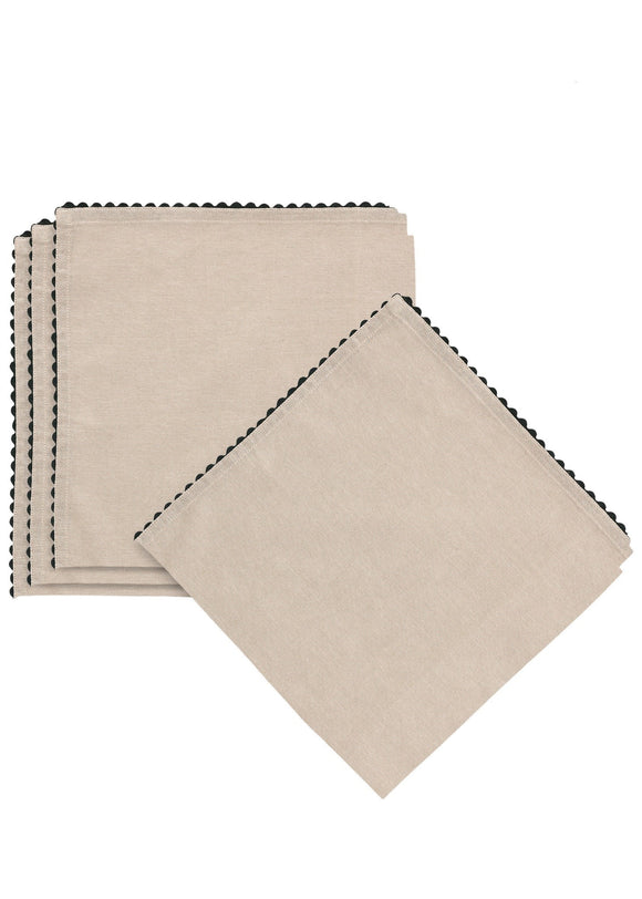 Linen Napkins with Lace Trim | Set of 4