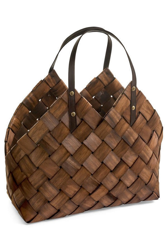 Braided Basket with Leather Handles
