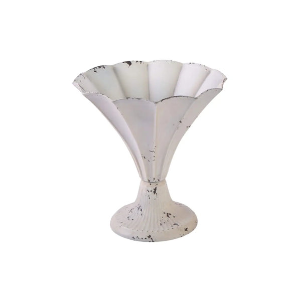 Metal Fluted Antique Vase | Medium