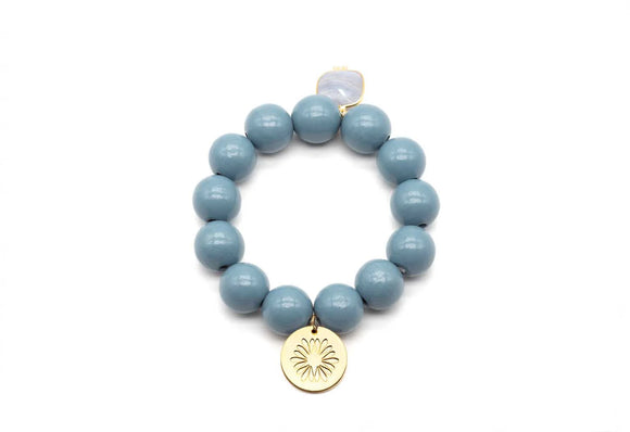 Mala Wooden Beads Bracelet | Blue Ash