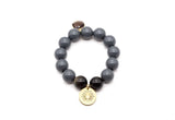 Mala Wooden Beads Bracelet | Grey Velvet