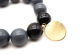 Mala Wooden Beads Bracelet | Grey Velvet