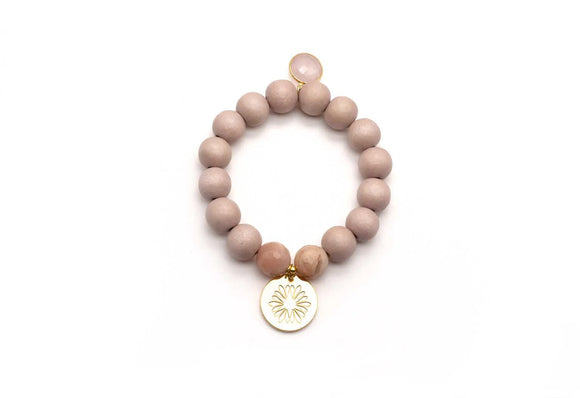Mala Wooden Beads Bracelet | Soft Creme