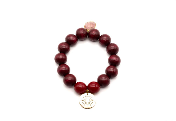 Mala Wooden Beads Bracelet | Burgundy
