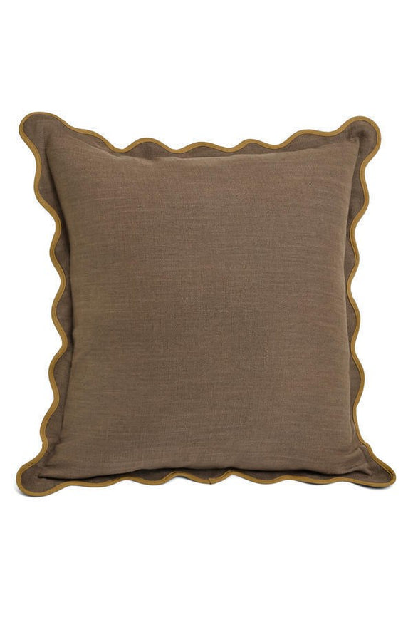 CUSHION COTTON SCALLOP FLANGE 20X20 BREEN-GINGER