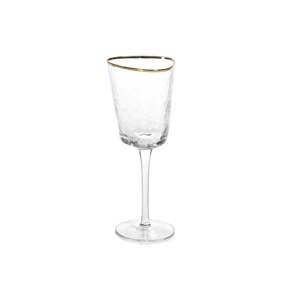 Aspen Triangular Wine Glass | Set of 4 Gold Rim