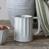 Stoneware Ribbed Creamer Pitcher