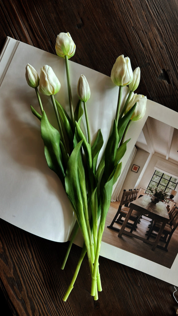 Fresh Touch Faux Tulip Bundle | White Long Stem