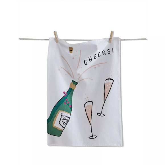 Cheers Champagne Dish Towel