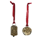 Gold & Glass Bell Ornament with Velvet Ribbon