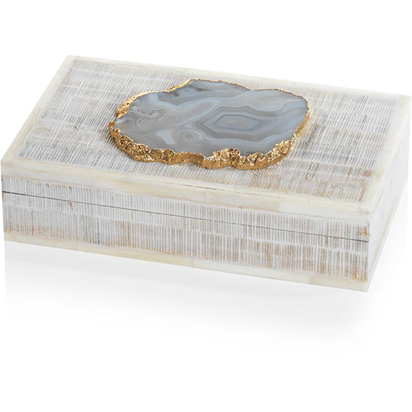 Mango Wood & Bone Box with Agate Stone