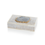 Chiseled Mango Wood & Bone Box w/ Agate Stone