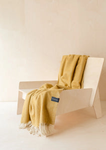 Small Recycled Wool Blanket | Mustard Herringbone