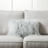 Mongolian Lamb Fur Pillow | Light Grey