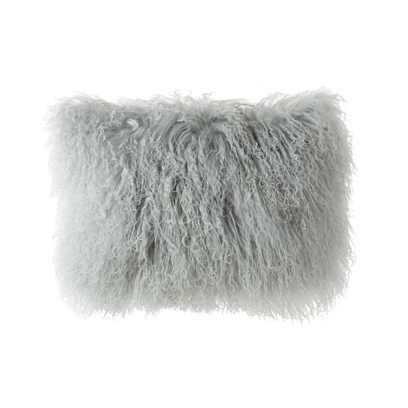 Mongolian Lamb Fur Pillow | Light Grey