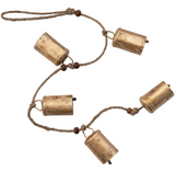 Antique Jute Metal Bells with Wood Beads