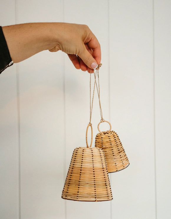 Woven Cane Bell Ornament