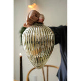 Giant Glass Egg Holiday Ornament | Silver