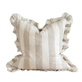 Hallie Natural Wide Stripe Ruffle Cushion