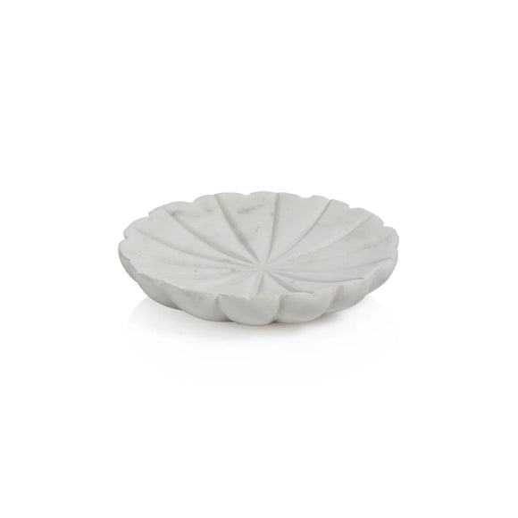 Flower Marble Dish | White