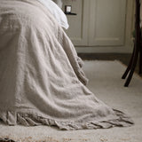 Natural Ruffle Linen Bedspread