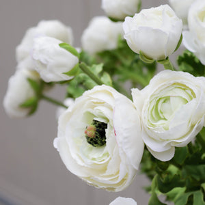 Artificial Ranunculus Flowers in White  | 27"