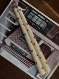 Hand Painted Heart Taper Candle | Set of 2