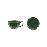 Stoneware Ribbed Mug w/ Saucer |Set of 2