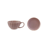Stoneware Ribbed Mug w/ Saucer |Set of 2