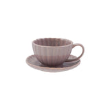 Stoneware Ribbed Mug w/ Saucer |Set of 2