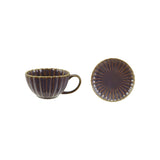 Stoneware Ribbed Mug w/ Saucer |Set of 2