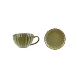Stoneware Ribbed Mug w/ Saucer |Set of 2