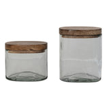 Hand-Blown Glass Jar with Mango Wood Lid