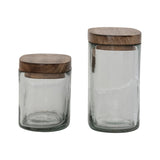 Hand-Blown Glass Jar with Mango Wood Lid