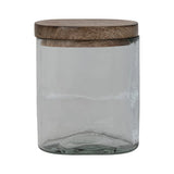 Hand-Blown Glass Jar with Mango Wood Lid