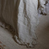 Natural Beige Stripe Ruffle Linen Bedspread